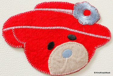 1 x Red Bear Embroidered Applique Patch, Kids applique, Teddy Bear Motif